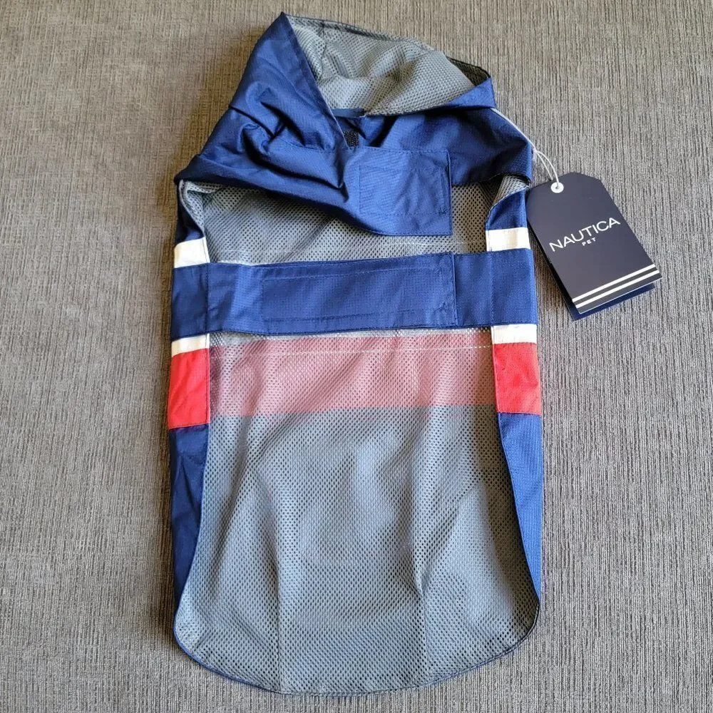 Nautica Pet Dog Blue Raincoat Harness Poncho Hoodies Vest Waterproof co…